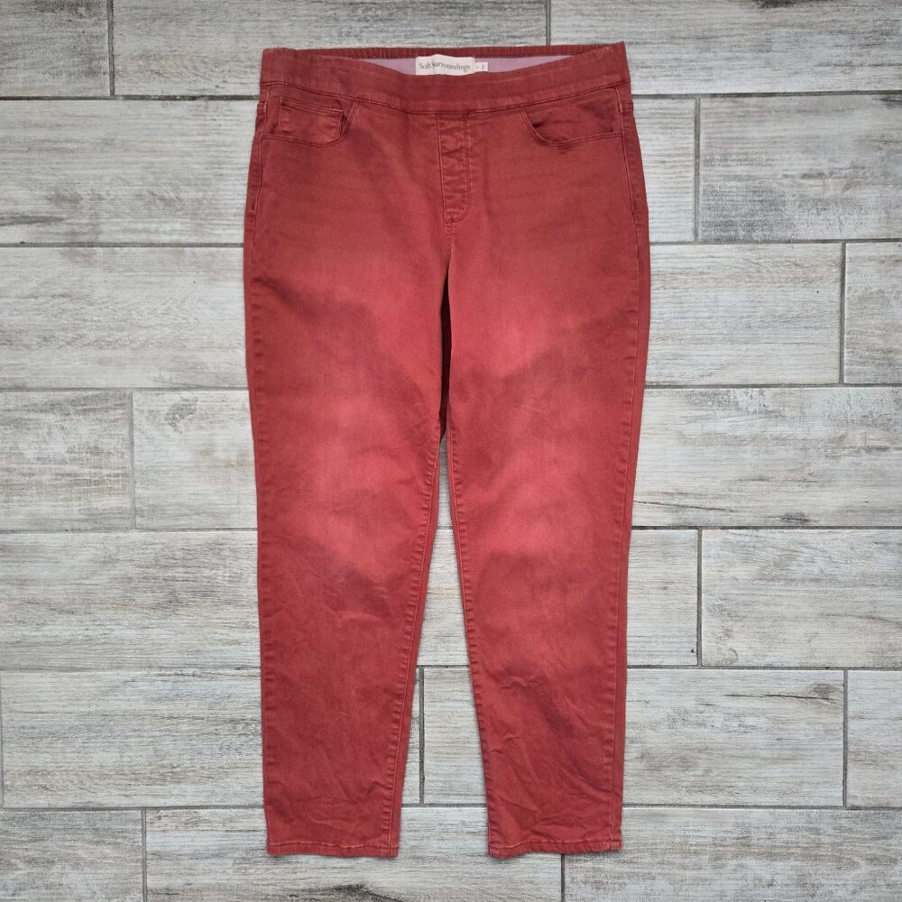 Soft Surrounding Pull On Jegging Pants Women Burnt Orange Stretchy Taper Leg‎ L